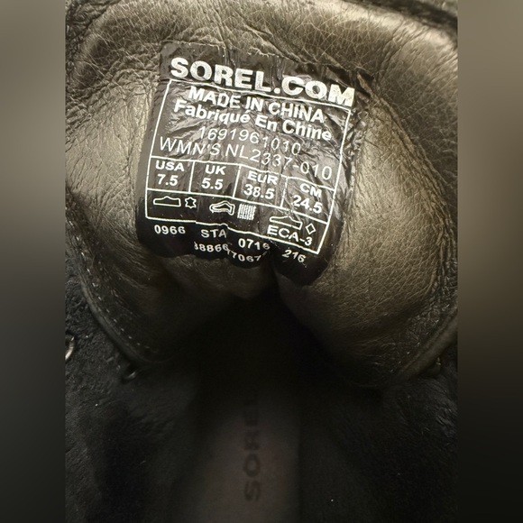 Sorel Women’s Black Leather Conquest Wedge Waterproof Lace Up Ankle Booties - Picture 11 of 11